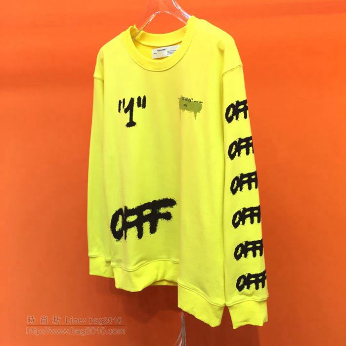 OffWhite男裝 19-20FW新款 最高品質 off新款圓領衛衣 off黃色套頭男衛衣  tzy2238
